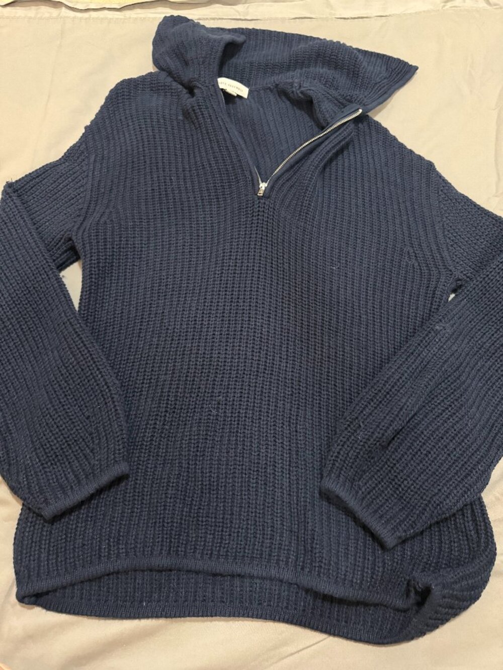 Free Assembly Navy Blue Chunky Knit Quarter-Zip Sweater Size Large  SKU007